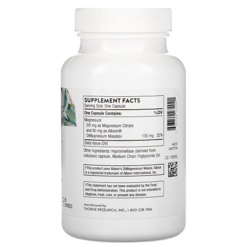 Thorne, Magnesium Citramate, добавка с магнием, 90 капсул Thorne, Magnesium Citramate, добавка с магнием, 90 капсул
